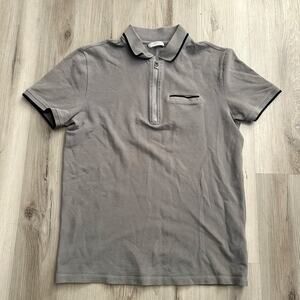 Versace Collection 1/3 Zip Grey Polo Mens Shirt Size Large EUC
